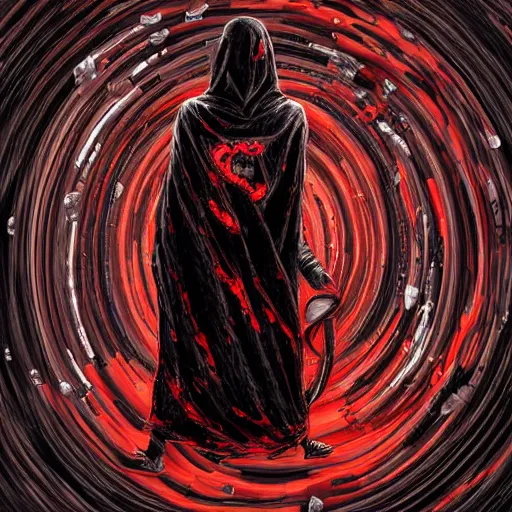 Image similar to a pale figure in a black hood, surrounded by zombies, with swirling glowing red magic, high quality, by anson maddocks, 4 k, digital art