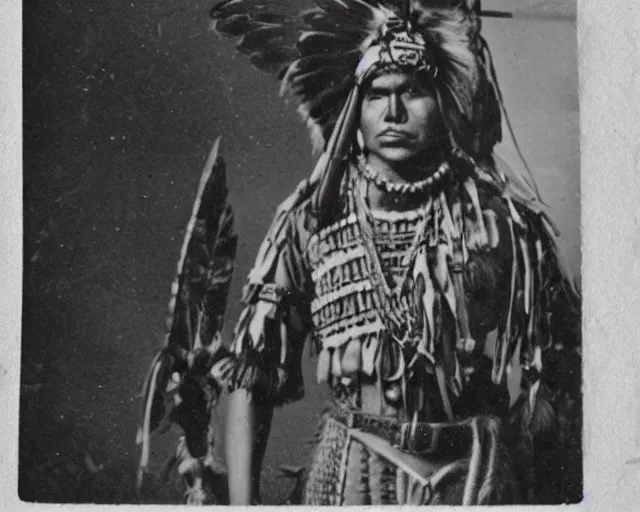 Image similar to old antique photo of an apache warrior