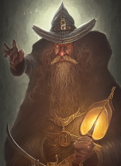 Image similar to highly detailed, hyper realistic wizard with a dungeon background by studio muti