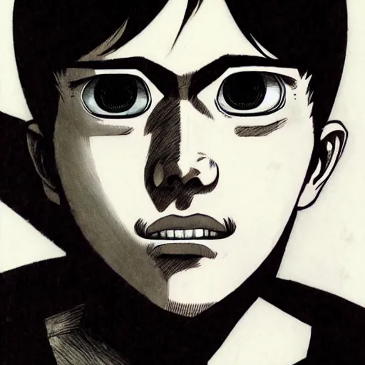 Prompt: a portrait of a 2 4 years old man made by junji ito, detailed