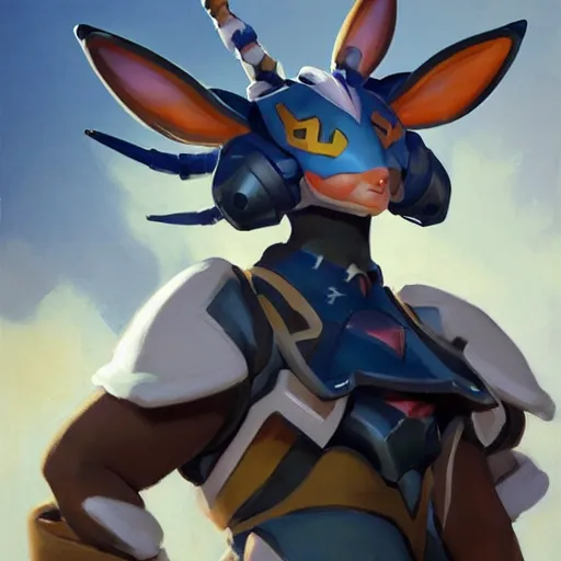 Image similar to greg manchess portrait painting of partially armored sylveon as overwatch character, medium shot, asymmetrical, profile picture, organic painting, sunny day, matte painting, bold shapes, hard edges, street art, trending on artstation, by huang guangjian, gil elvgren, ruan jia, greg rutkowski, gaston bussiere