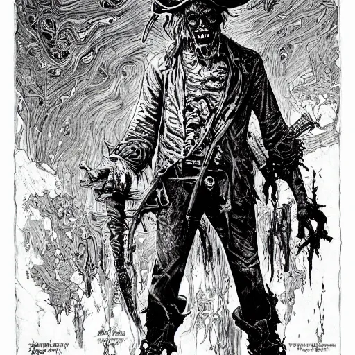 Prompt: zombie pirate by ed fairburn, joseph clement coll, franklin booth