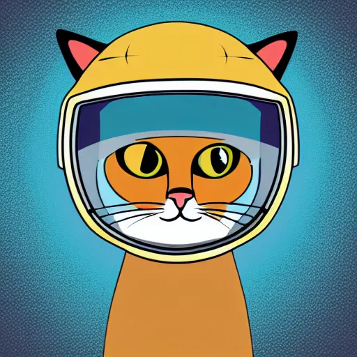 Prompt: a smug cat wearing a space helmet, vector art