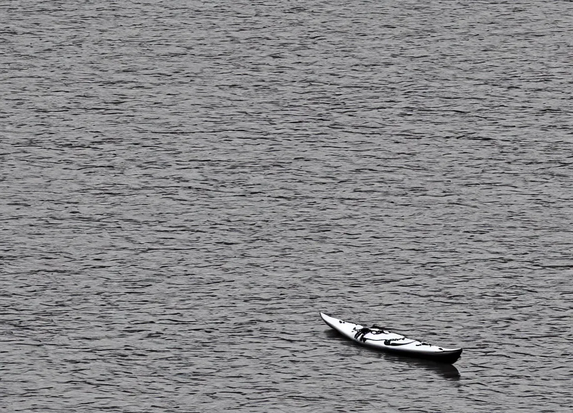 Prompt: a kayak floating down a river, minimalist line drawing, clean long lines, ultra detailed