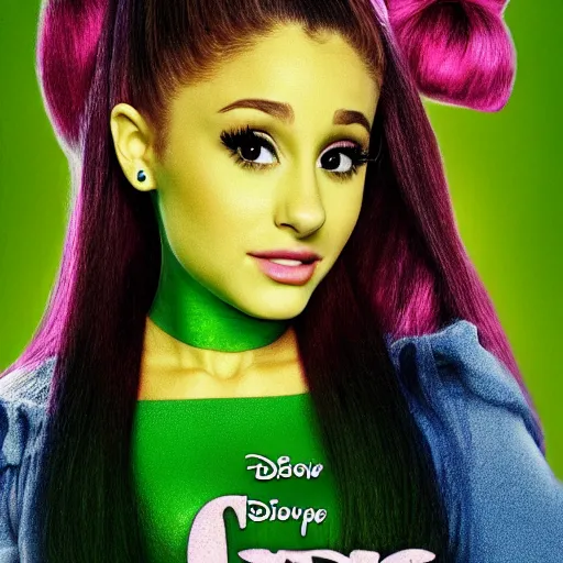 Image similar to ariana grande as shrek, cinematic, atmospheric, vivid, colorful, movie poster