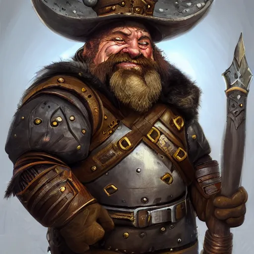 Image similar to a detailed portrait painting of the dwarf bardin goreksson, from vermintide 2 video game, holding a shield and hammer, steampunk engineer, artstation, 8 k, fantasy