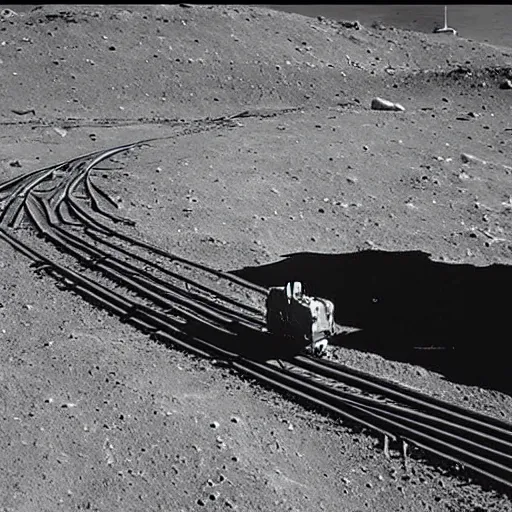 Image similar to A steam locomotive on the lunar surface