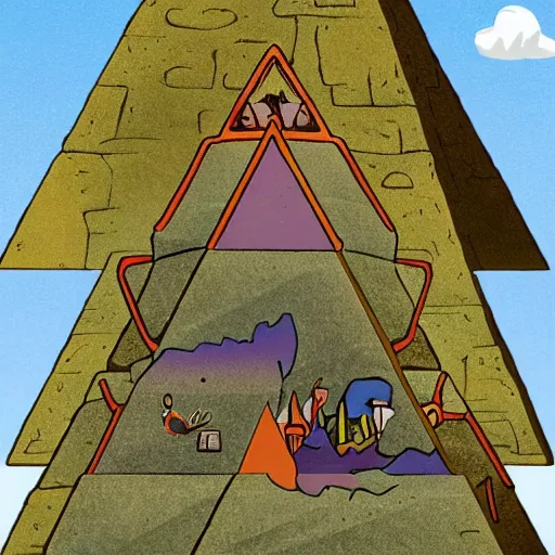 Prompt: a koala adventure in a pyramid in the style of tuomas korpi