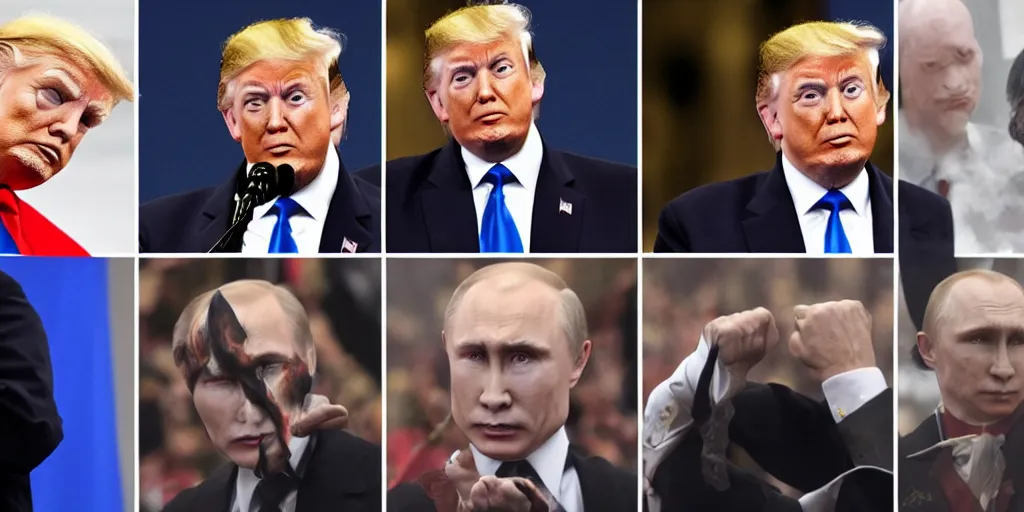 Image similar to trump as harry potter, putin as voldemort