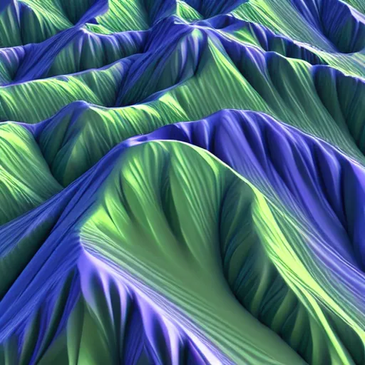 Prompt: abstract computer generated image of a mountain range from a birds eye view perspective, a low poly render by Gabriel Dawe, surrealism, trending on polycount, generative art, low poly, rendered in cinema4d, terragen