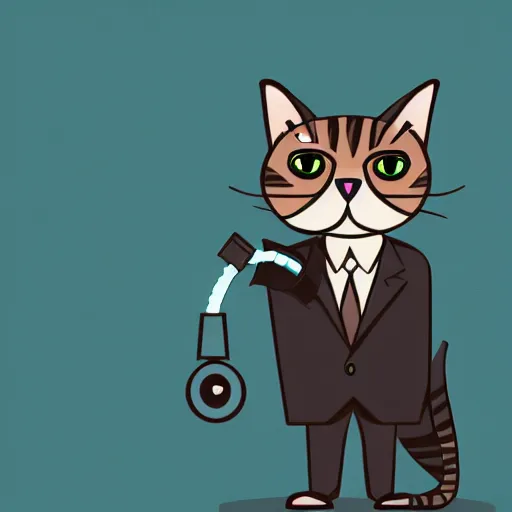 Image similar to a cat with binoculars and a suit in the style of arcane, portrait