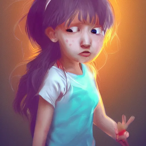 Image similar to a little girl struggling with her autism, digital art, featured on artstation,