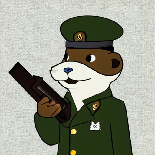 Image similar to anthropomorphic otter in military uniform