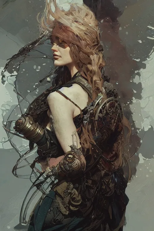 Image similar to A full portrait of a beautiful post apocalyptic celtic explorer, intricate, elegant, highly detailed, digital painting, artstation, concept art, smooth, sharp focus, illustration, art by Krenz Cushart and Artem Demura and alphonse mucha