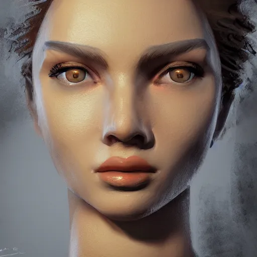 Image similar to abstract background; painting of a face by Anton Pieck, Artgerm ; 3d unreal engine, 4k 3d render,