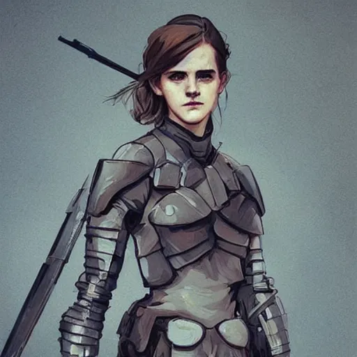 Image similar to fashion model emma watson wearing metal gear armour art by Hokusai by greg rutkowski by wlop high detail comic sharp vector lineart dramtic lighting artstation by trevor henderson by rossd raws cinematic