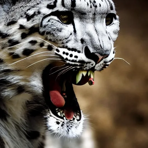 Prompt: a snow leopard with a blunt in his mouth smoking, award-winning photograph