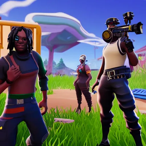 Image similar to rapper Chief Keef in Fortnite very detailed 4K quality super realistic