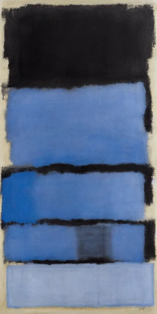 Image similar to painting, black and blue, in the style of mark rothko