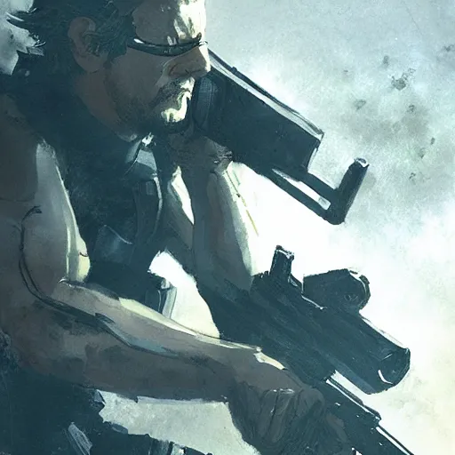 Image similar to Solid Snake Metal Gear Solid ,Greg rutkowski, Trending artstation, cinematográfica, digital Art