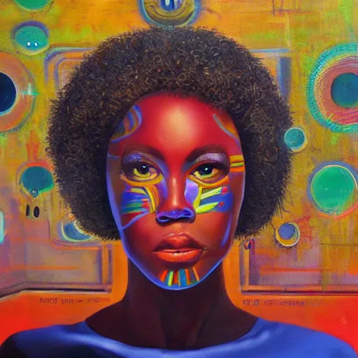 Image similar to If you really love me won't you tell me, then I won't have to be playing around, high quality oil painting afrofuturism, surrealism