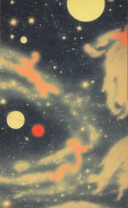 Image similar to painting of space by kitano tsunetomi, 1 9 3 9