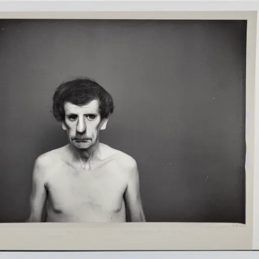 Image similar to portrait of a man by diane arbus, extremely fine derail