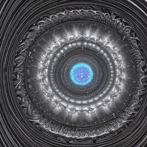 Prompt: a beautiful 3 d render of a massive fractal cathedral interior inside of a torus populated by mandelbrot fractals, unreal engine, carved ivory, octane render, white, volumetric lighting, hyperrealistic, sharp, glowing, carved marble, opalescent, carved soap, neon, sacred geometry, angelic, catholicpunk, photorealism, 8 k