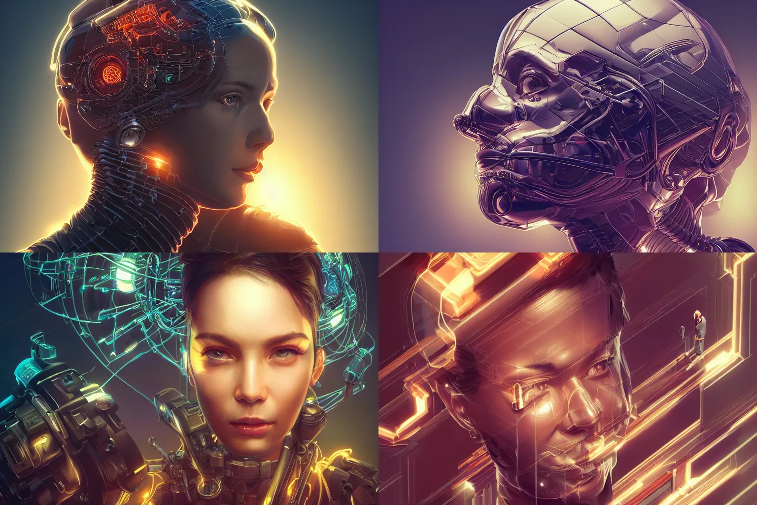 Prompt: portrait isometric drawing, wired mechanical head, intricate, epic lighting, cinematic composition, hyper realistic, 8k resolution, unreal engine 5, by Artgerm, tooth wu, dan mumford, beeple, wlop, rossdraws, James Jean, Andrei Riabovitchev, Marc Simonetti, yoshitaka Amano, Artstation