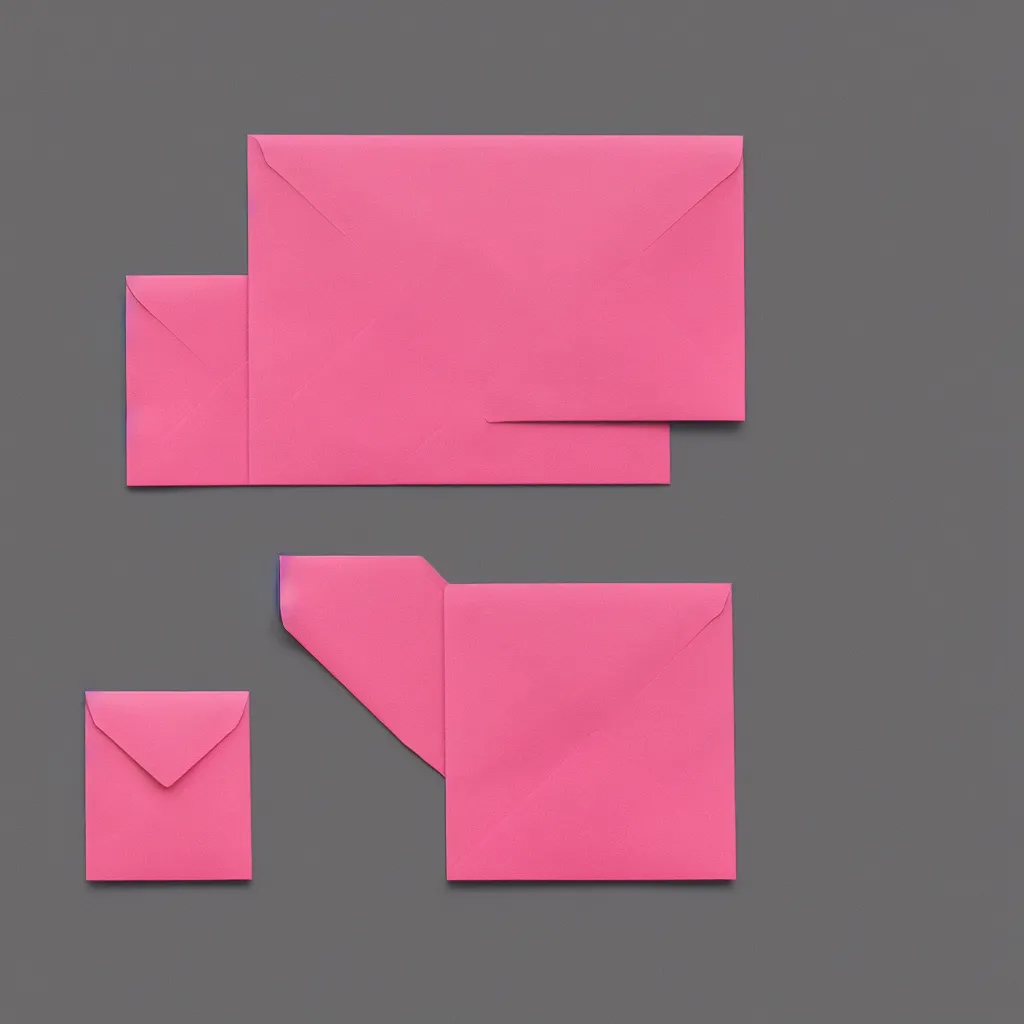 Image similar to top-down view of an envelope on top of a pink surface, 8k, high detail, photorealistic, proper shading