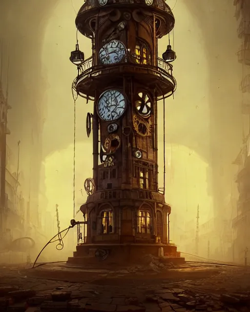 Image similar to steampunk clock tower portrait, steampunk city, intricate steampunk gears, complex 3 d render by ilya kuvshinov, peter mohrbacher, greg rutkowski, ryohei hase, dramatic lighting, intricate, highly detailed, sharp focus, luminous, unreal engine, blender, deviant art, artstation, masterpiece, ray tracing