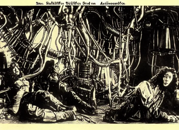 Prompt: scene from the 1896 science fiction film Aliens