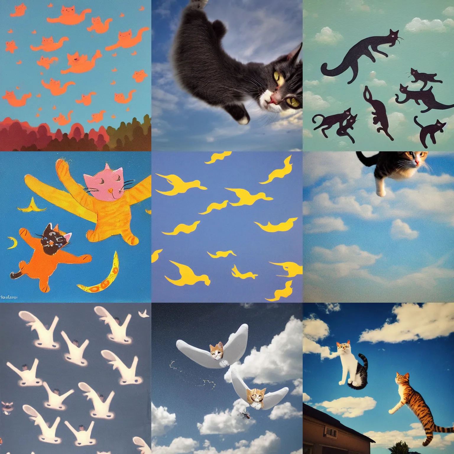 Prompt: cats flying in the sky