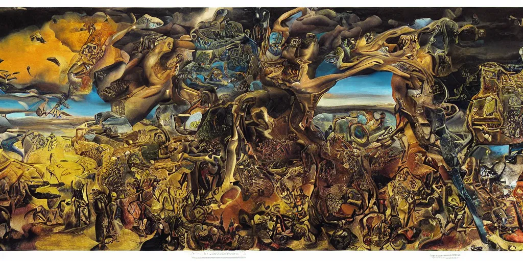 Image similar to the world between death and life, surrealistic detailed painting, by damien gilley and salvador dali