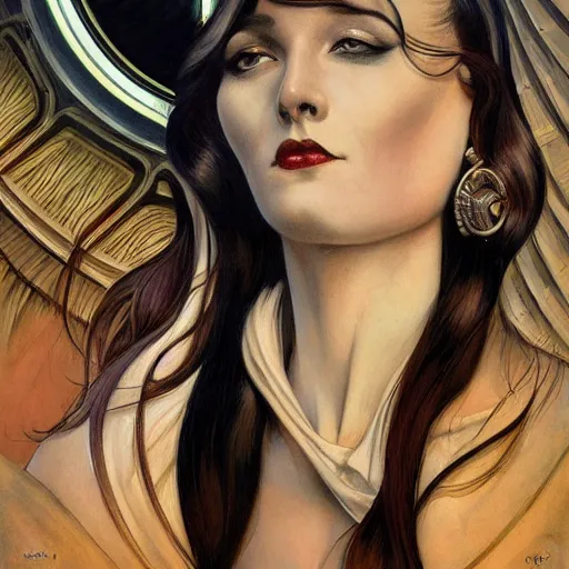 Prompt: a streamline moderne, art nouveau, multi - ethnic and multi - racial portrait in the style of charlie bowater, and in the style of donato giancola, and in the style of charles dulac. clear, expressive, very large eyes. symmetry, centered, ultrasharp focus, dramatic lighting, photorealistic digital painting, elegant, intricately detailed background.