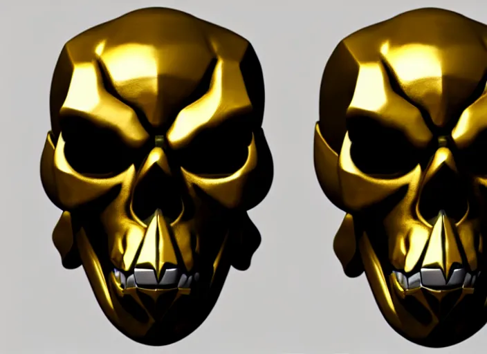 Image similar to gilded skull mask, stylized stl, 3 d render, activision blizzard style, hearthstone style, darksiders art style