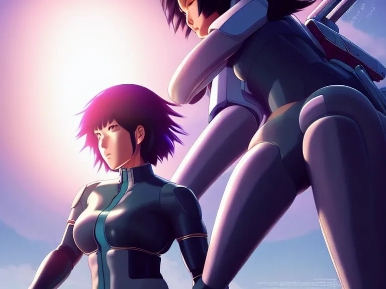 Image similar to a fullbody portrait of motoko kusanagi riding on top of a tachikoma : : stand alone complex, ghost in the shell, netflix : : by ilya kuvshinov, rossdraws, artgerm, sola digital arts, anti aliasing, raytracing : :