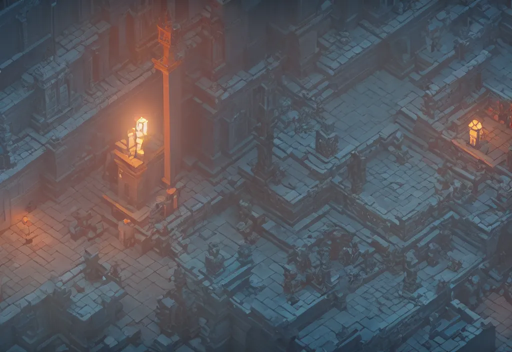 Image similar to isometric magicavoxel Bloodborne eastward cinematic lighting, 4k