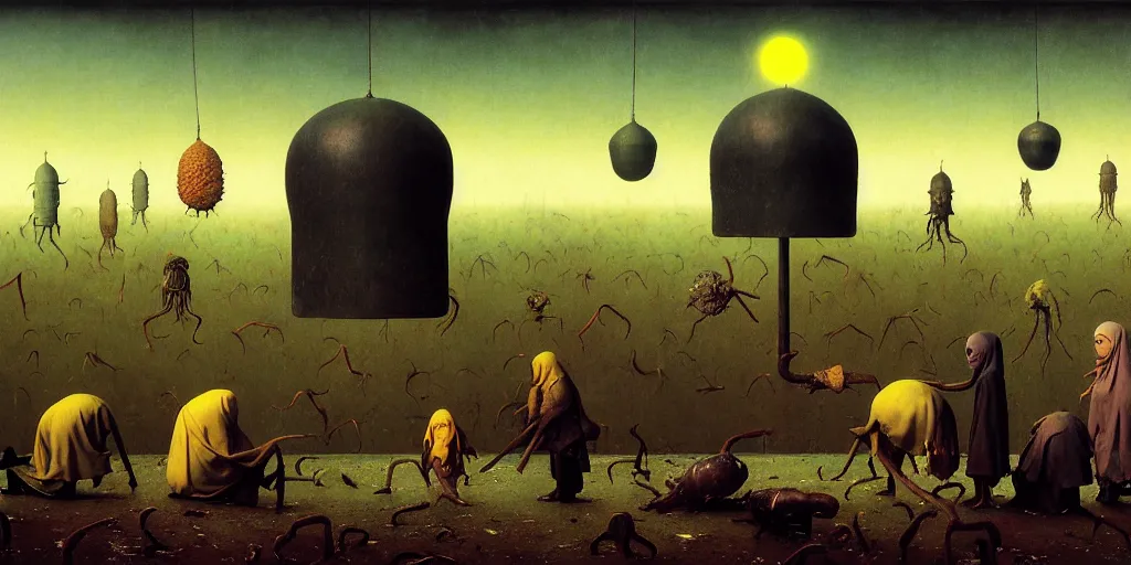 Prompt: muslim arthropods, as a matte oil painting, surreal, fog, concept art, award - winning, extremely detailed, sharp focus, very coherent and colorful high contrast masterpiece by norman rockwell franz sedlacek hieronymus bosch dean ellis simon stalenhag rene magritte gediminas pranckevicius, dark shadows, sunny day, hard lighting