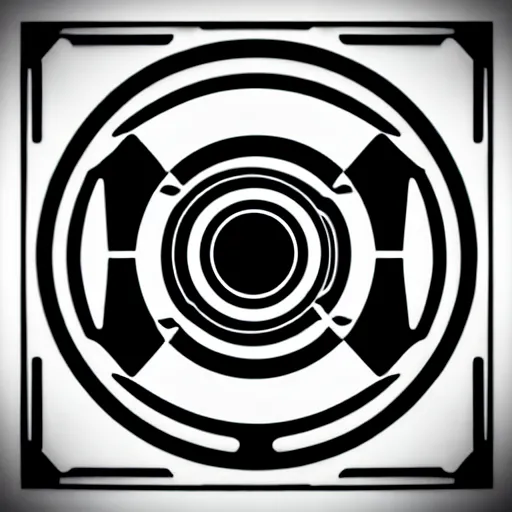 Prompt: black and white sci fi luxury themed svg vector art panel for cnc plasma, laser, stencil, unique art deco hole through circuit design