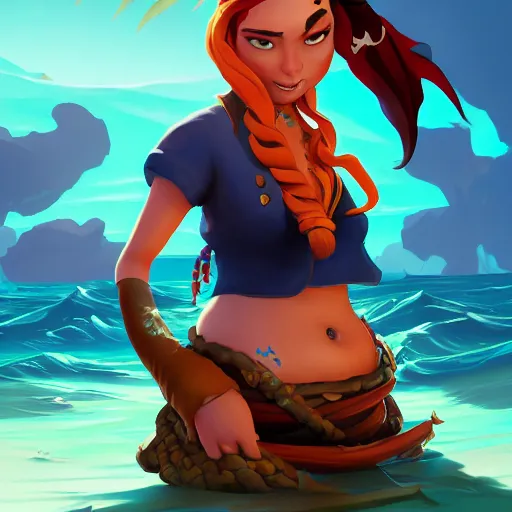 Image similar to jack the pirate mermaid on sea of thieves game avatar hero, behance hd by jesper ejsing, by rhads, makoto shinkai and lois van baarle, ilya kuvshinov, rossdraws global illumination