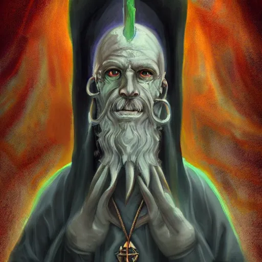 Image similar to A patriarchal priest of a long-forgotten Lovecraft god oil painting, digital art, ultradetailed, artstation