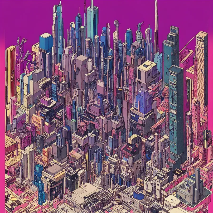 Image similar to ( ( ( ( stylish bar counter in cyberpunk city ) ) ) ) by mœbius!!!!!!!!!!!!!!!!!!!!!!!!!!!, overdetailed art, colorful, artistic record jacket design