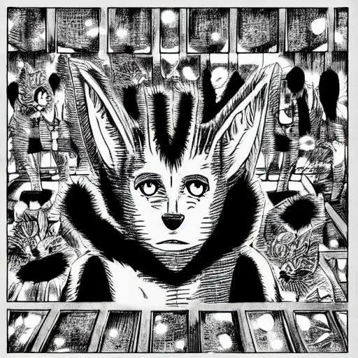 Image similar to Beastars Legoshi by Kentaro Miura :: Manga panel,