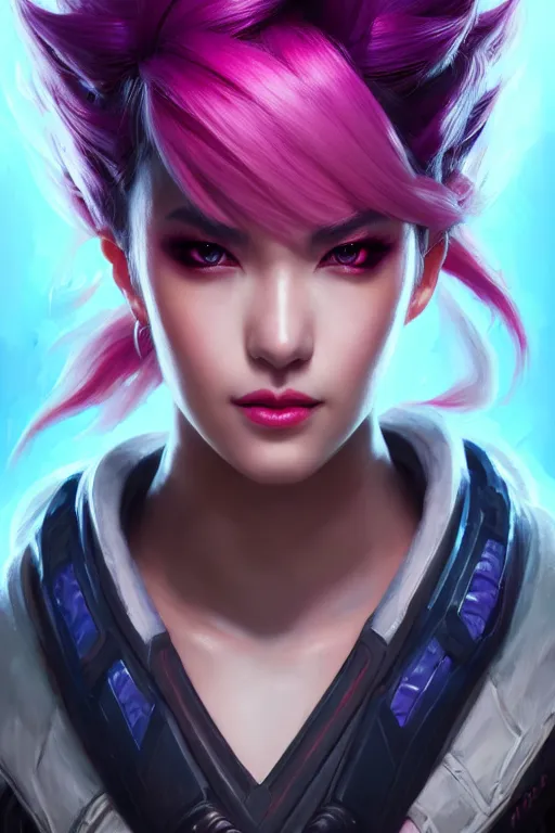 Image similar to ultra detailed face portrait of vi from league of legends from tv series arcane from netflix, extremely detailed digital painting, in the style of fenghua zhong and ruan jia and jeremy lipking and peter mohrbacher, mystical colors, rim light, beautiful lighting, 8 k, stunning scene, raytracing, octane, trending on artstation