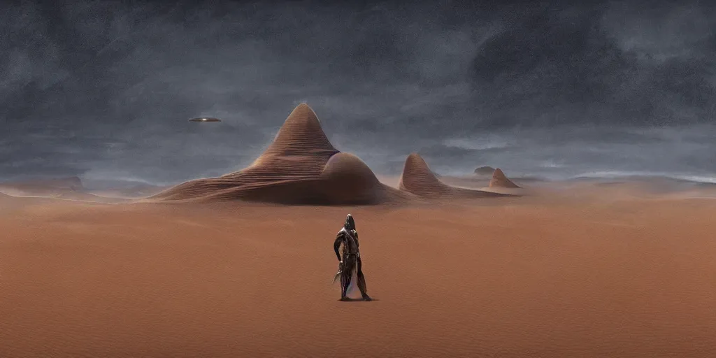 Image similar to dune composition idea concept art, denis villeneuve, greg fraiser