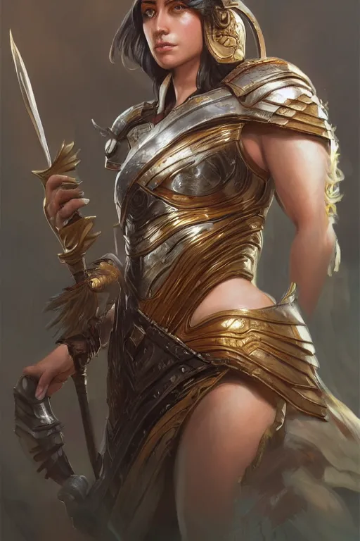 Image similar to amazon valkyrie athena, d & d, fantasy, portrait, highly detailed, headshot, digital painting, trending on artstation, concept art, sharp focus, illustration, art by artgerm and greg rutkowski and magali villeneuve