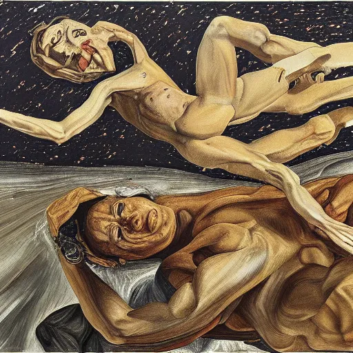 Image similar to origin of the universe, painted by lucian freud