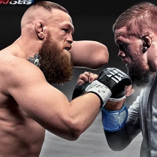 Image similar to a humanoid car wrestling conor mcgregor, ultra detailed, ultra realistic