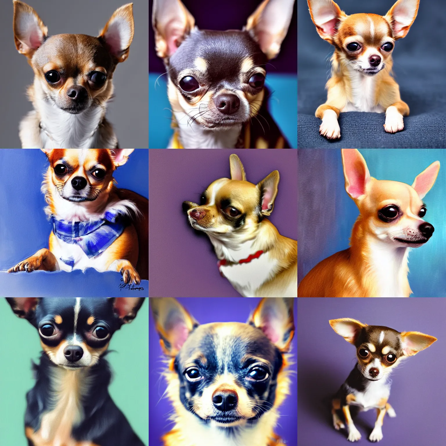 Prompt: chihuahua portrait made in the style of a blueberry muffin, high definition, focus